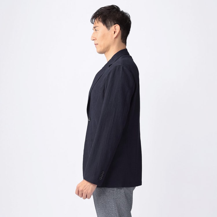 パジャマスーツ】ドットサッカー無地 ラペル付きジャケット