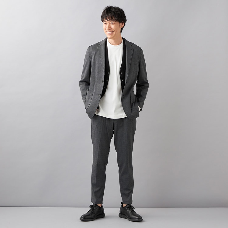 【未使用タグ付】洗える♪パジャマスーツ 千鳥格子プリントジャージセット グレーM アウトレット】【パジャマスーツ】プリントジャージジャケット