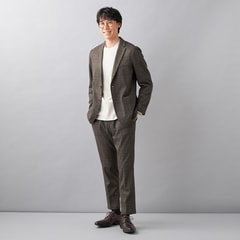 パジャマスーツ】プリントジャージジャケット 茶 大柄チェック