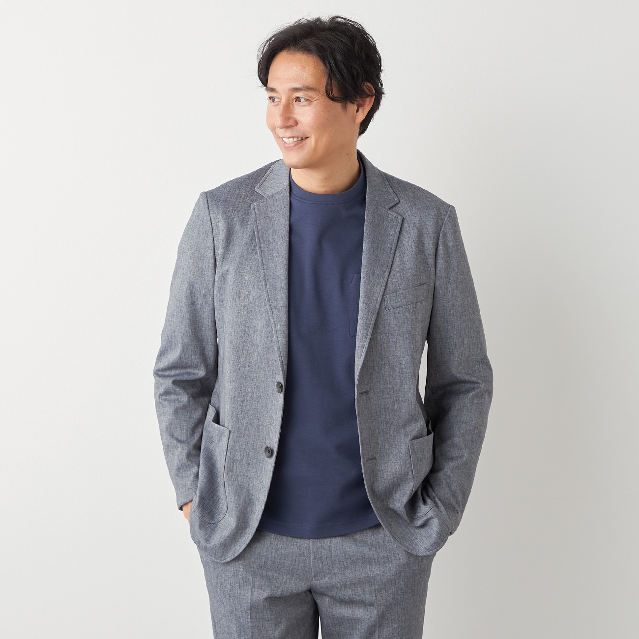 【パジャマスーツ】プリントジャージジャケット グレー セットアップ着用可