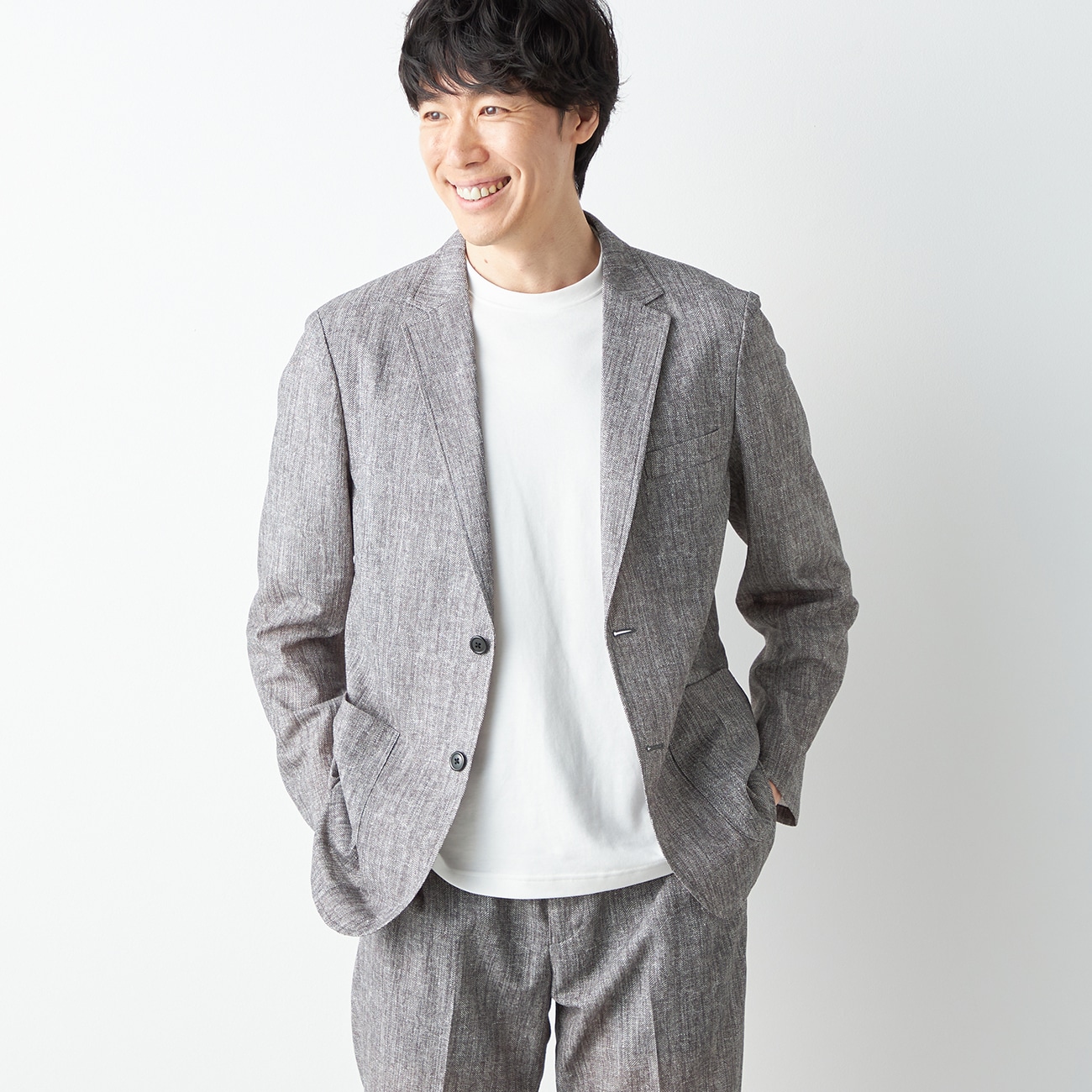パジャマスーツ】エアクール プリントメッシュジャケット ヘリンボーン