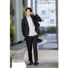 【未使用タグ付】アオキ パジャマスーツセット シアサッカー ゆったりMサイズ 黒 パジャマスーツ】プレミアム 日本製素材 ウールジャージー