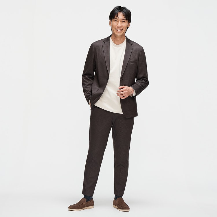 パジャマスーツ】プリントジャージージャケット 茶 セットアップ着用可