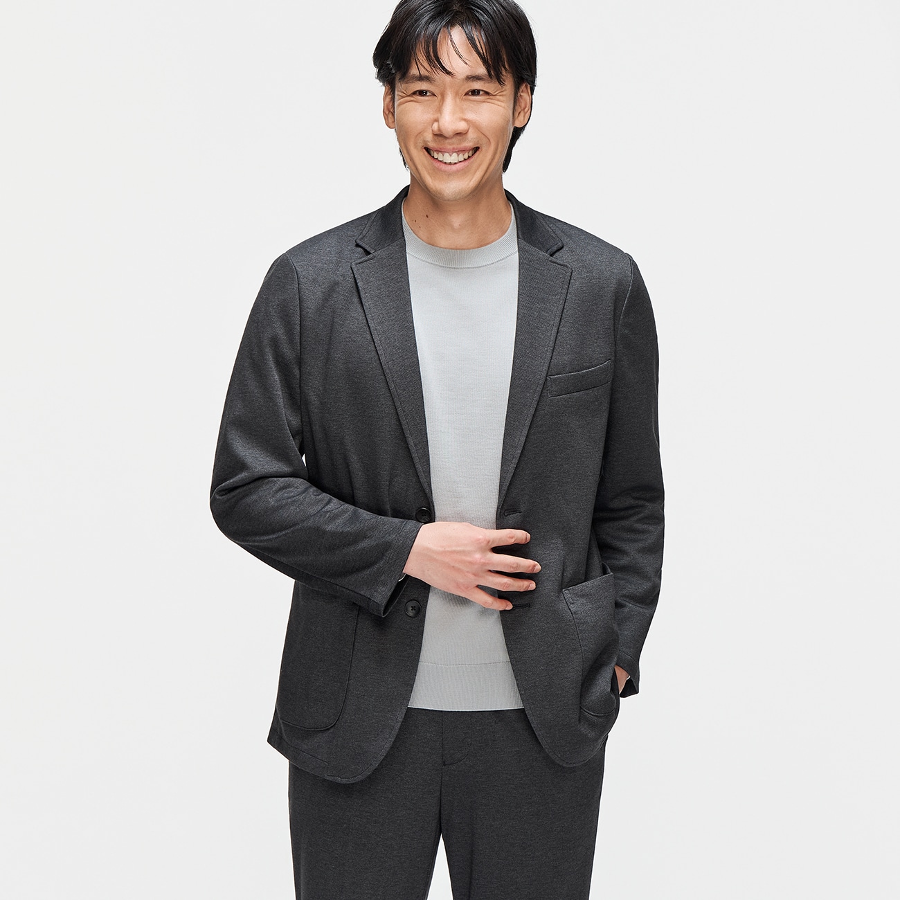 パジャマスーツ】プリントジャージージャケット チャコールグレー