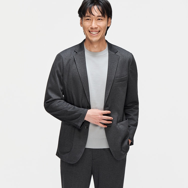 パジャマスーツ】プリントジャージージャケット チャコールグレー