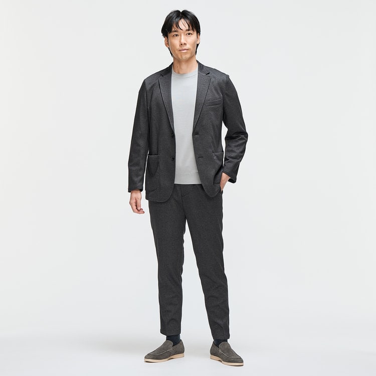 パジャマスーツ】プリントジャージージャケット チャコールグレー