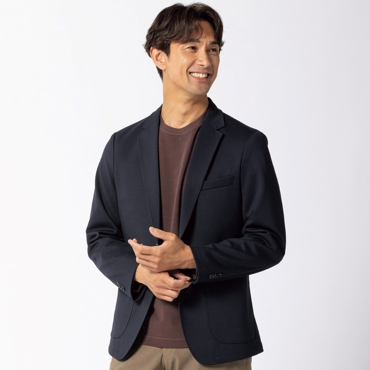 パジャマスーツ】プレミアムジャージージャケット 紺 セットアップ着用