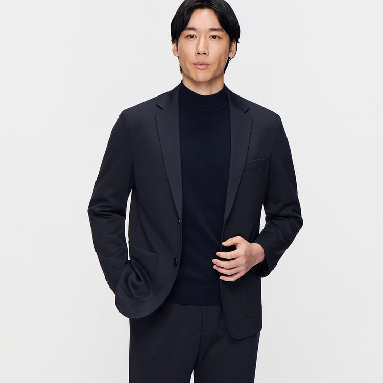 パジャマスーツ】プレミアムジャージージャケット 紺 セットアップ着用