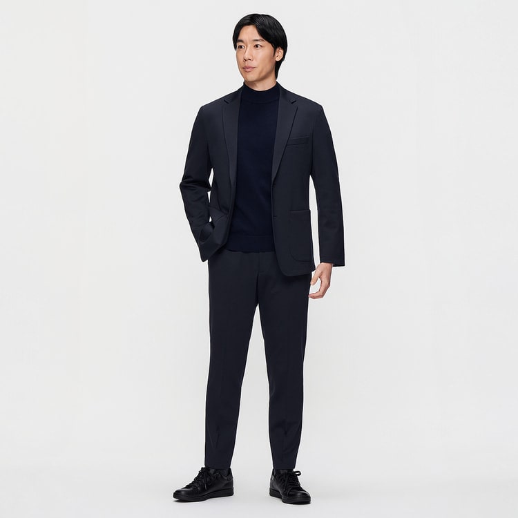 パジャマスーツ】プレミアムジャージージャケット 紺 セットアップ着用