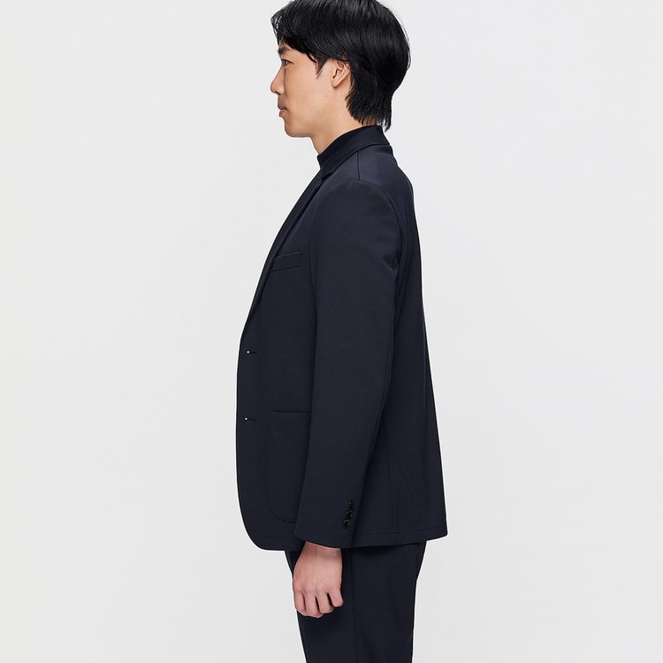 パジャマスーツ】プレミアムジャージージャケット 紺 セットアップ着用