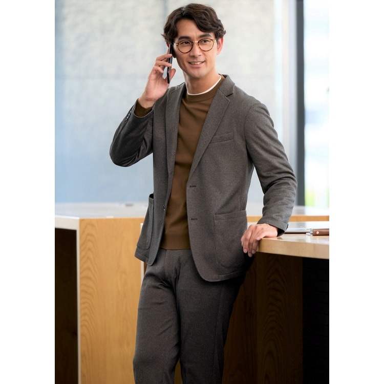 美品 パジャマスーツ AOKI ストレッチ チェック ブラウン 微起毛 大きめ パジャマスーツ】AOKI & more trees 5周年記念限定モデル ジャ