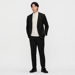 パジャマスーツ 夏向け ブラック 上下セット（※B体 肩幅広め） パジャマスーツ〉プリントジャージージャケット｜洗える・ストレッチ