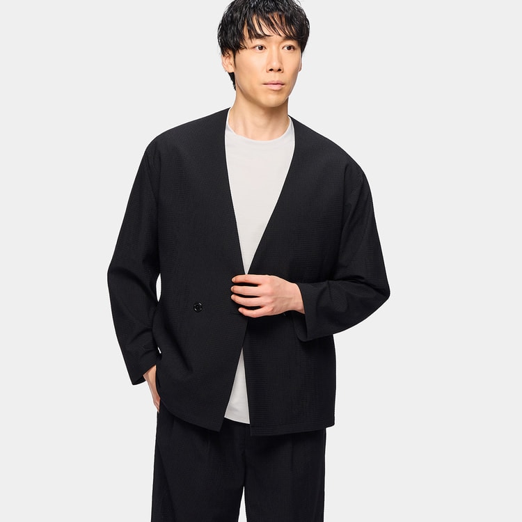 パジャマスーツ】スーパーエアクール トリコットサッカーノーカラー