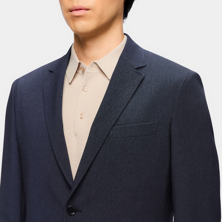 L＆Wデザイン】洗える ストレッチセットアップジャケット 紺