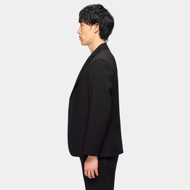 L＆Wデザイン】洗える ストレッチセットアップジャケット 黒