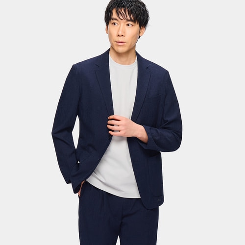 値下げ　AOKI スーツ　新品未使用セット　パジャマスーツ パジャマスーツ】スタンダードジャケット 紺 セットアップ着用可【AOKI