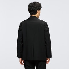 L＆Wデザイン】洗える ウール調ストレッチジャケット 黒