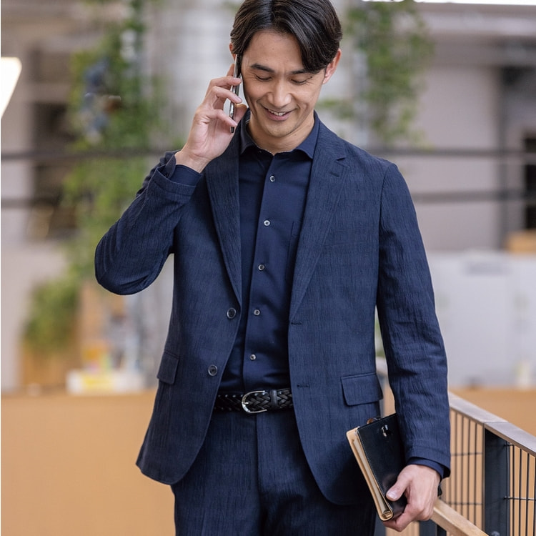 パジャマスーツ】スーパーエアクール 楊柳ストレッチジャケット 紺