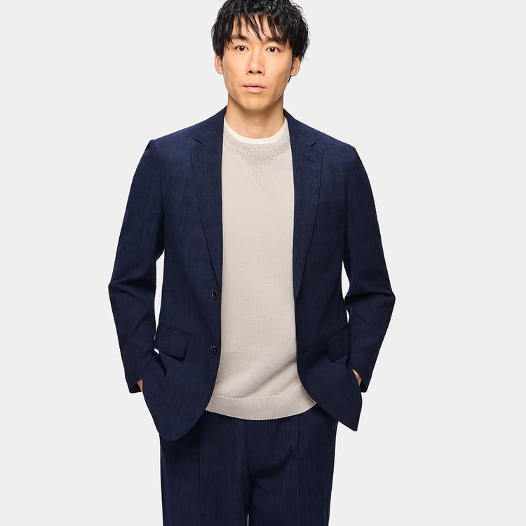 パジャマスーツ】スーパーエアクール 楊柳ストレッチジャケット 紺