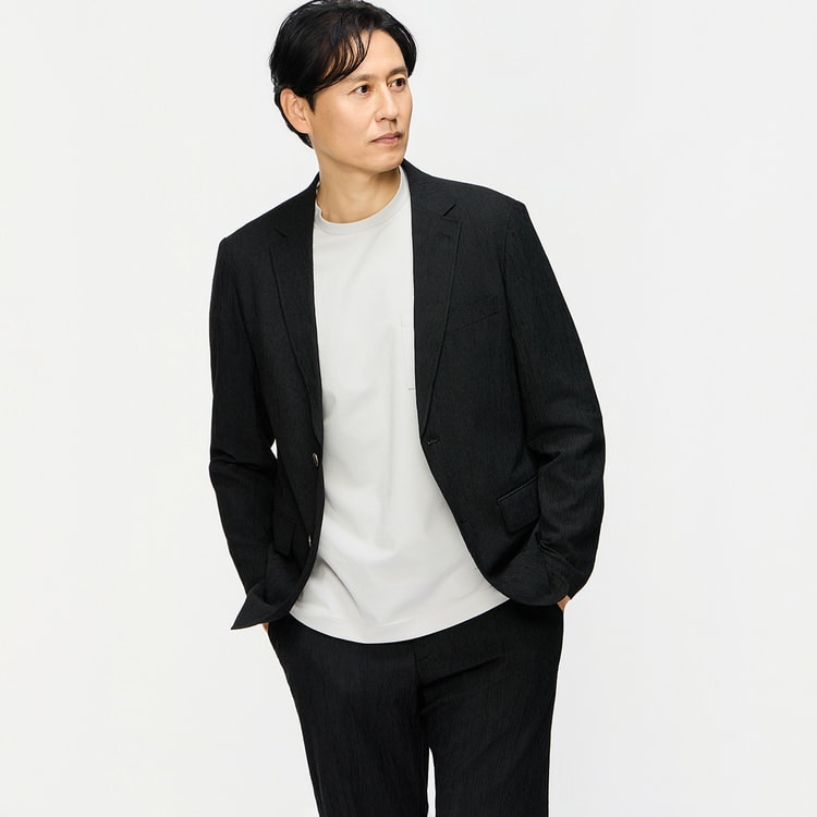パジャマスーツ】スーパーエアクール 楊柳ストレッチジャケット 黒