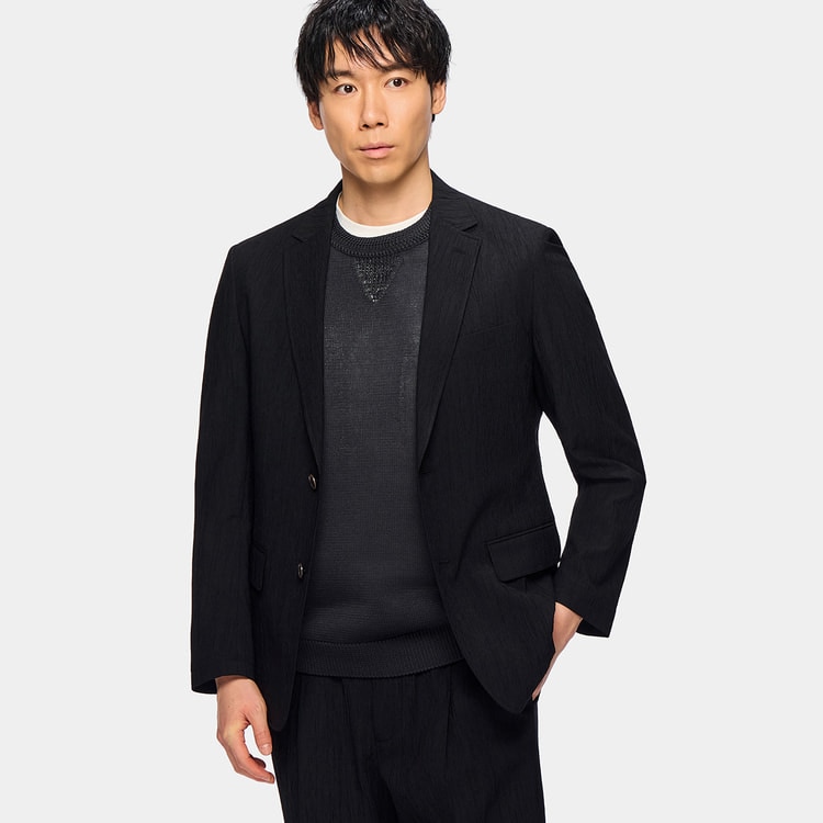 パジャマスーツ】スーパーエアクール 楊柳ストレッチジャケット 黒