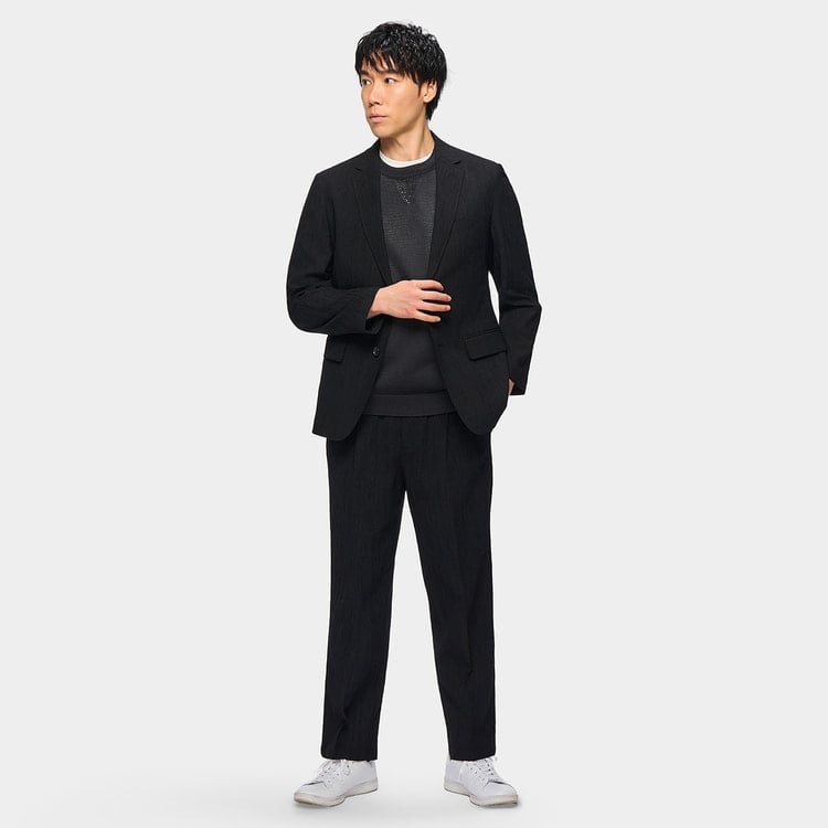 パジャマスーツ】スーパーエアクール 楊柳ストレッチジャケット 黒