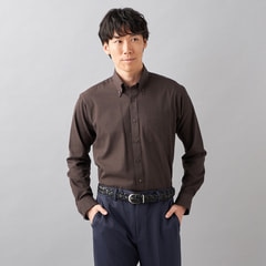 【L＆Wデザイン】イージーケア ピーチ起毛ボタンダウンシャツ 無地調