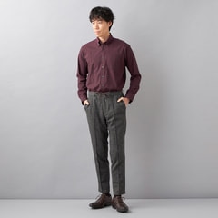 【L＆Wデザイン】イージーケア ピーチ起毛ボタンダウンシャツ 無地調