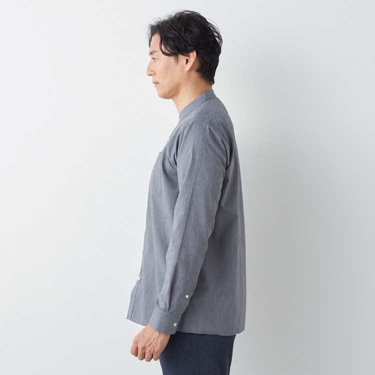 L＆Wデザイン】吸水速乾 形態安定 リネンミックスバンドカラーシャツ【AOKI公式通販】