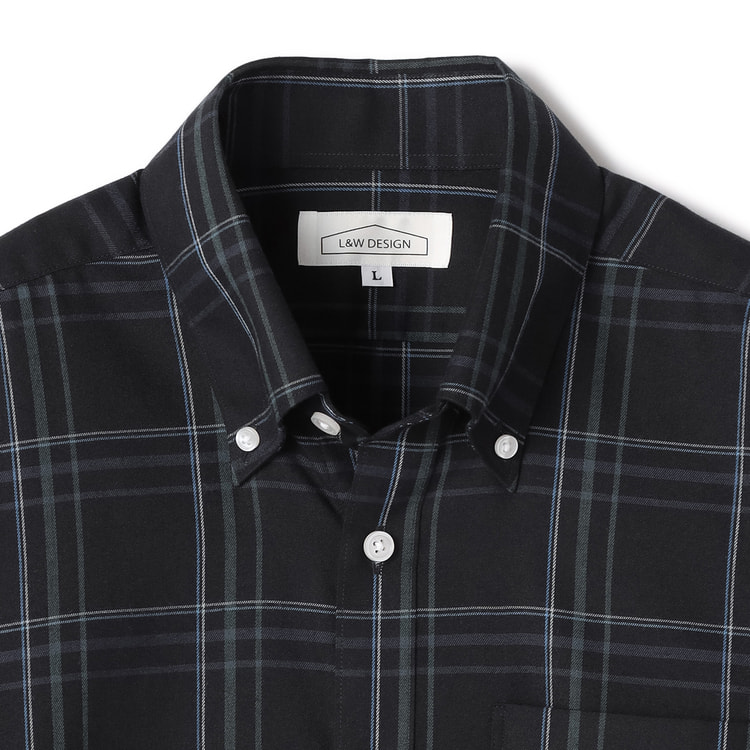 L＆Wデザイン】ピーチ起毛ボタンダウンシャツ 紺チェック【AOKI