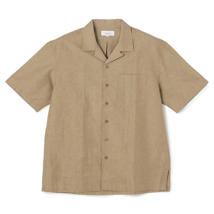 新品未使用kavalリネンコットンシャツ M ベージュ L＆Wデザイン】コットンリネンオープンカラーシャツ【AOKI公式通販】