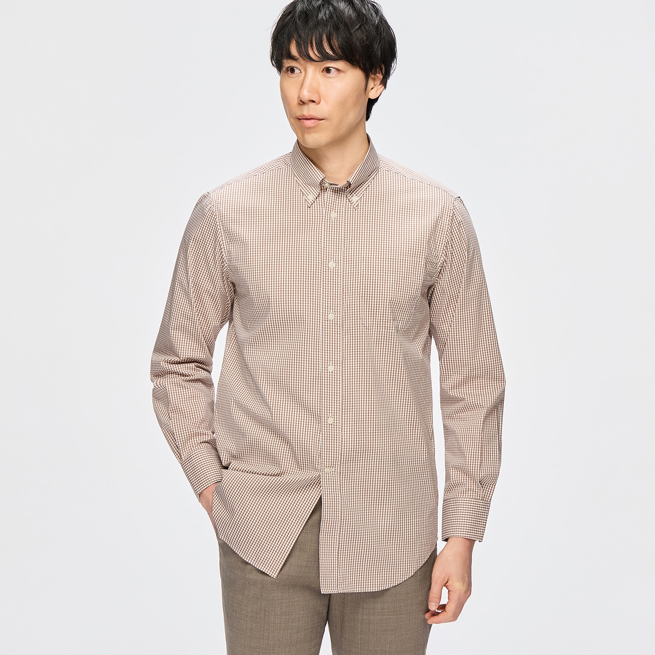 【L＆Wデザイン】ストレッチブロードシャツ ボタンダウン