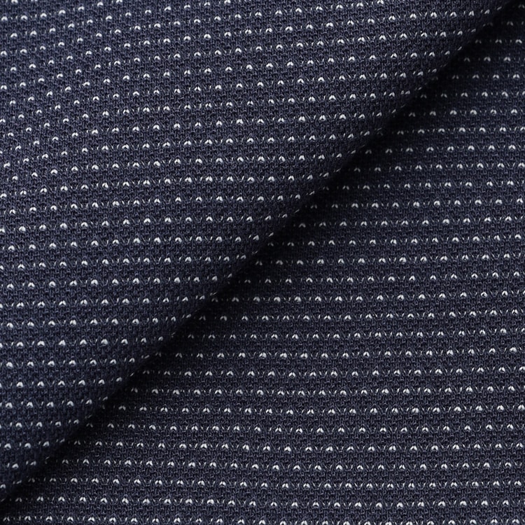 ビズニットシャツ】ノンアイロン ストレッチ ボタンダウン 紺 刺し子柄