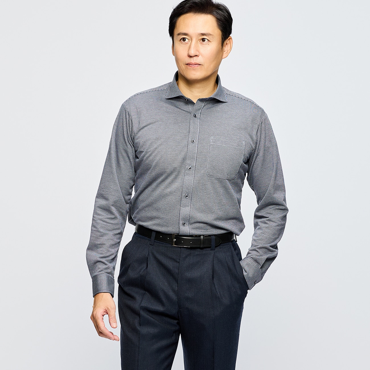 【ビズニットシャツ】ノンアイロンストレッチ カッタウェイシャツ LES MUES 【ビズニットシャツ】ノンアイロンストレッチ カッタウェイシャツ LES MUES