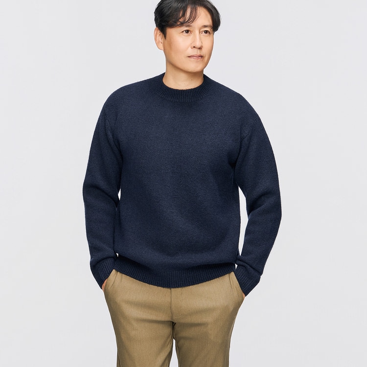 【新品未使用】値下げ中  ネイビー ニット M L＆Wデザイン】ミドルゲージニット【AOKI公式通販】