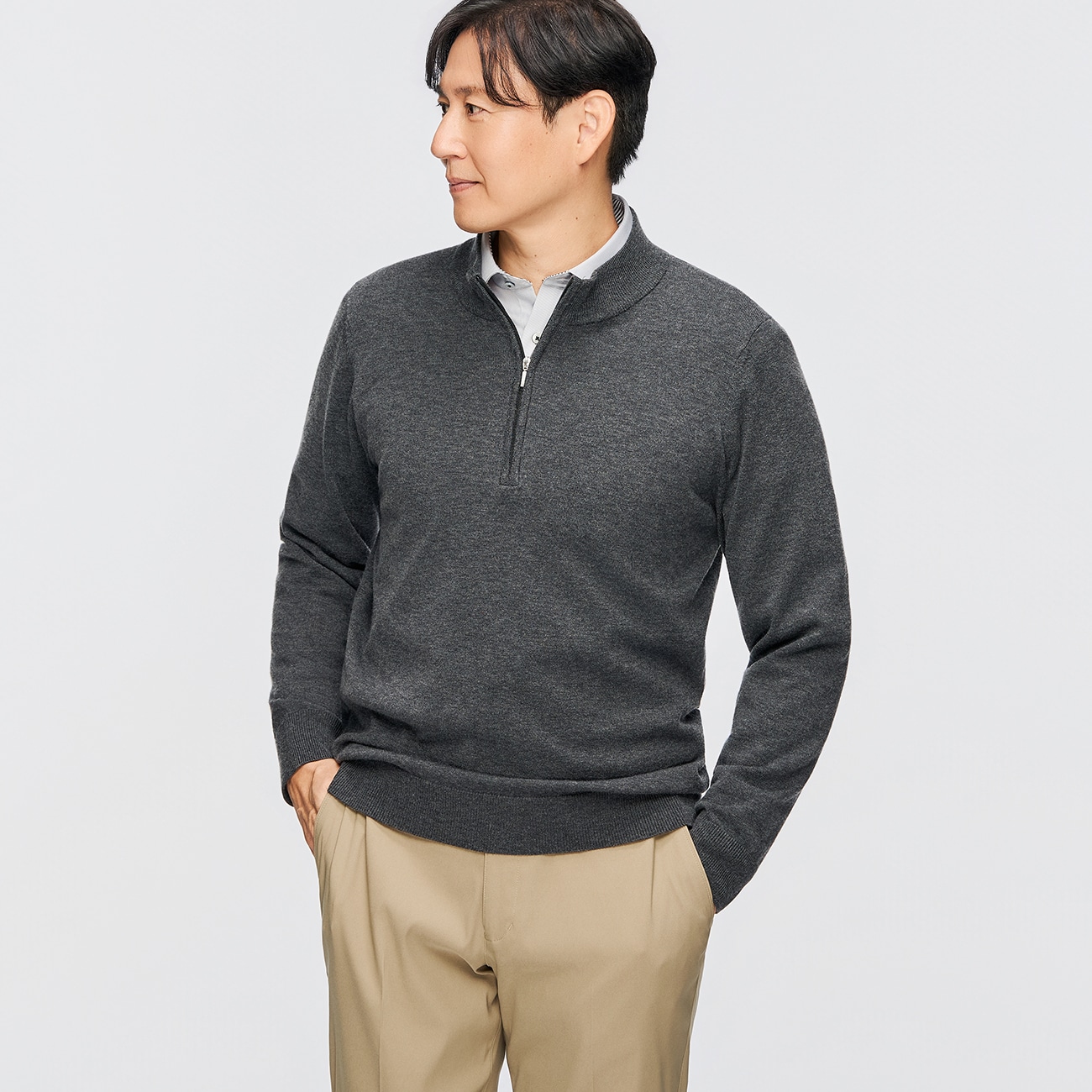 【L＆Wデザイン】スーツ屋の仕立てたセーター ハーフジップ