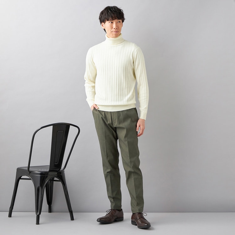 アウトレット】【らくQパンツ】裾上げ済 ストレッチ テーパード