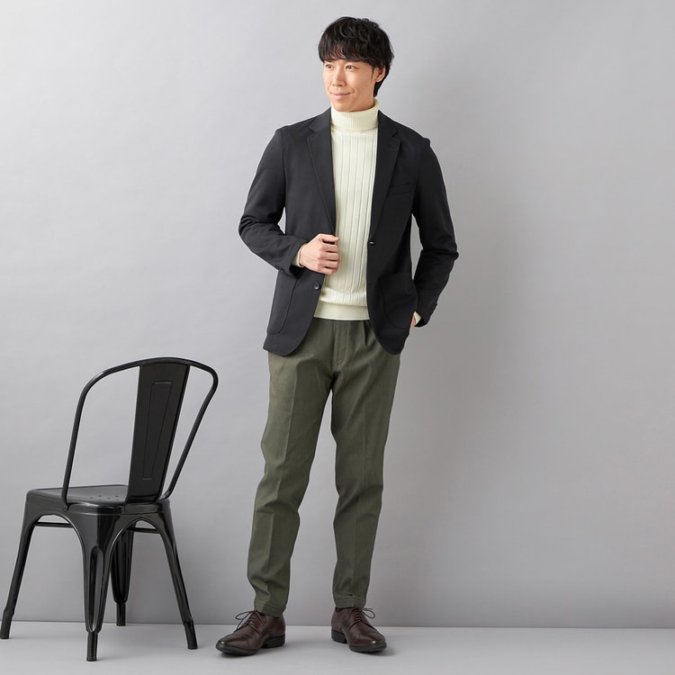 アウトレット】【らくQパンツ】裾上げ済 ストレッチ テーパード
