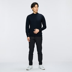【らくQパンツ】裾上げ済 ストレッチ テーパードノータック 裏起毛千鳥