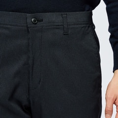 【らくQパンツ】裾上げ済 ストレッチ テーパードノータック 裏起毛千鳥
