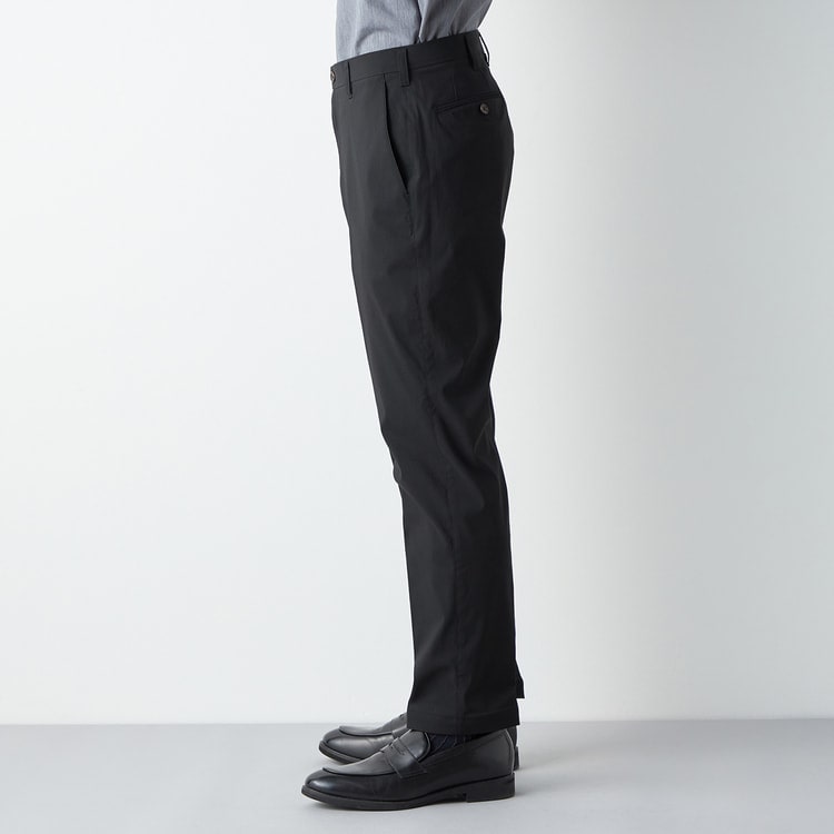 らくQパンツ】裾上げ済 ストレッチ テーパードノータック 無地【AOKI