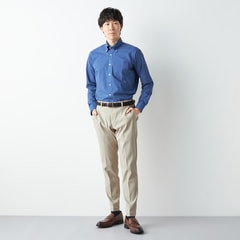 裾上げ不要ですぐ履ける！ストレッチ らくQパンツ テーパード 無地調千鳥柄