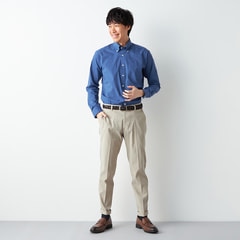 裾上げ不要ですぐ履ける！ストレッチ らくQパンツ テーパード 無地調千鳥柄