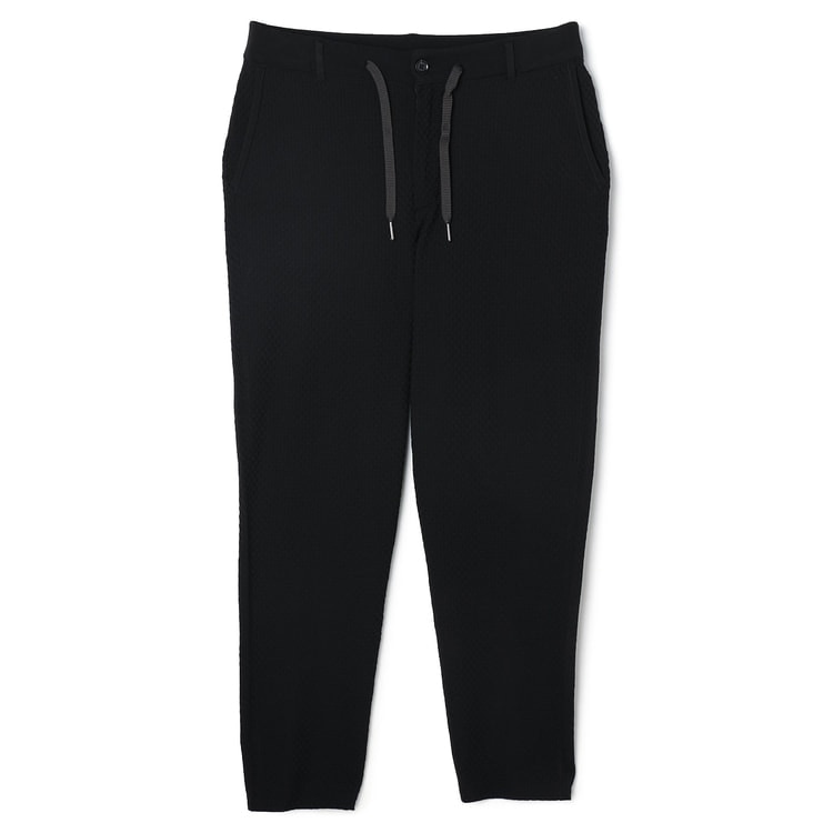 パジャマスーツ】プレミアム 裾上げ済 市松ニットパンツ 黒