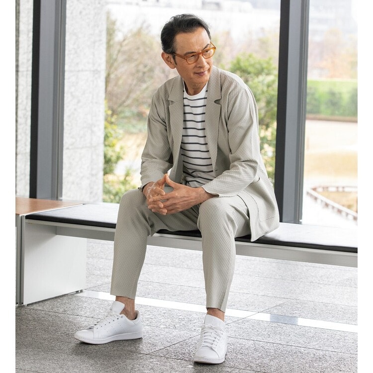 パジャマスーツ】プレミアム 市松ニットパンツ ベージュ