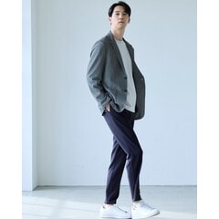 【パジャマスーツ】裾上げ済 ジャガードジャージパンツ 紺 セットアップ着用可