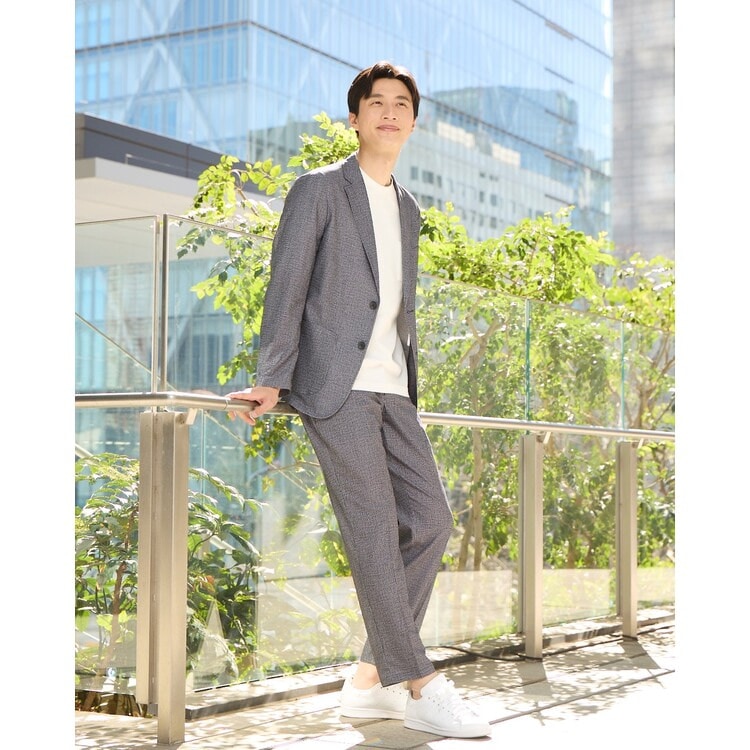 パジャマスーツ】エアクール プリントメッシュパンツ 紺 裾上げ済