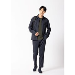 パジャマスーツ】裾上げ済 プリントジャージーパンツ 紺 セットアップ