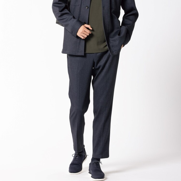 パジャマスーツ】裾上げ済 プリントジャージーパンツ 紺 セットアップ