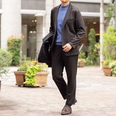 パジャマスーツ】裾上げ済 プリントジャージーパンツ こげ茶